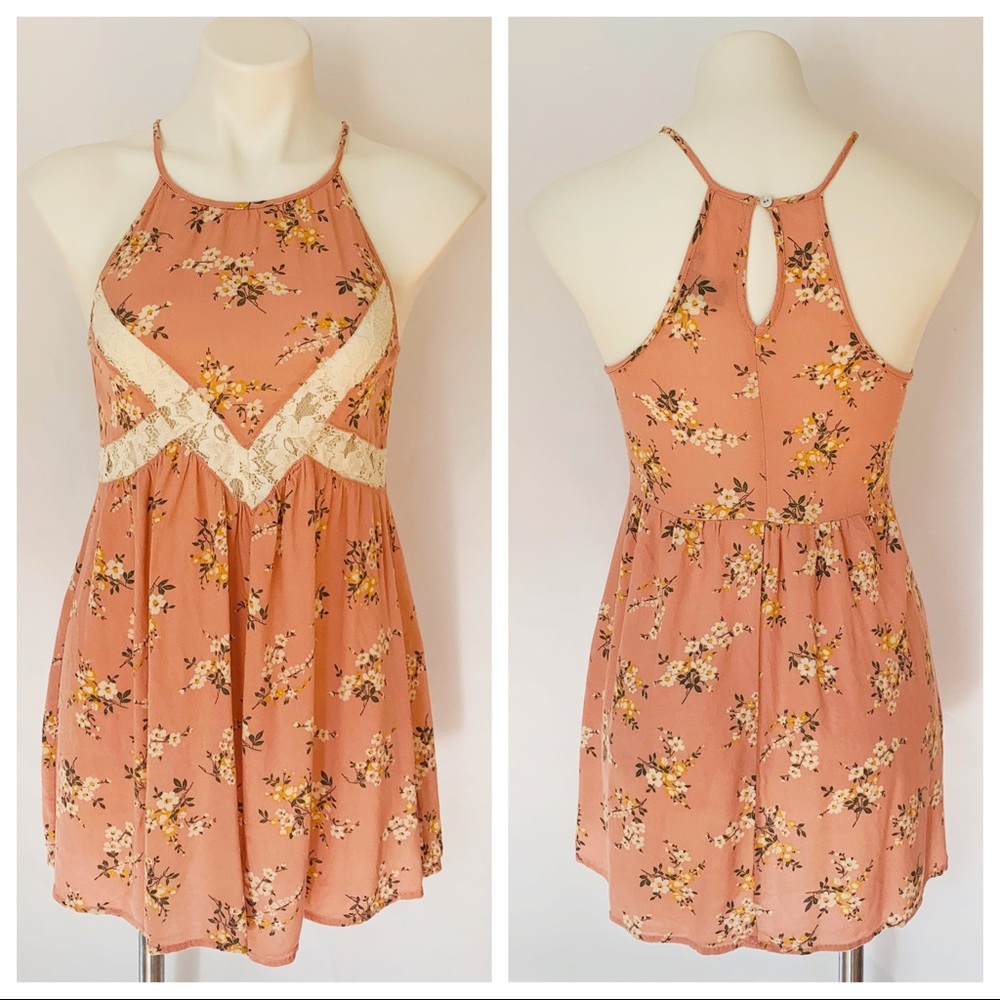 Pink Floral Strapless Forever 21 Mini Sun Dress